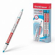 текстовыделитель двусторонний erichkrause visioline v-16 neon+pastel голубой 56018