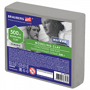 пластилин скульптурный brauberg art classic, серый, 0,5 кг, мягкий, 106513