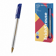 ручка шариковая erichkrause ultra-100 gold stick classic 0.5, super glide technology, синий 65414