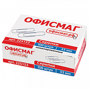 скрепки 33мм никел. офисмаг 100шт/к-уп 225153