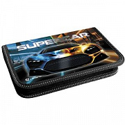 пенал lamark supercar, 1 отд., 130х200х30 мм, на молнии, доп.вкладыш, покрытие soft touch