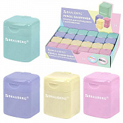 точилка с контейнером brauberg "pastel" ассорти 273255