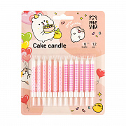 свечи для торта с держателями meshu "pink pattern", ассорти, 6см, 12шт