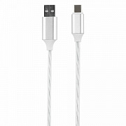 кабель с led подсветкой usb 2.0-type-c, 1 м, red line, белый, ут000022103