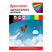 бумага цветная а4 08цв.16л. brauberg матовая 129919