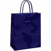 пакет подарочный 11*14*6,5см meshu "blue pattern", выборочный лак, матовая ламинация