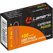 скрепки 33мм цветные lamark pc0228 100шт/к-уп