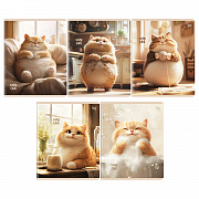 тетрадь 48л. а5 клетка bg "cozy cat", выборочный лак