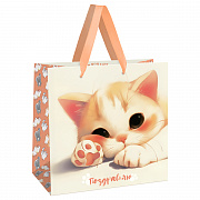 пакет подарочный 20*20*10см meshu "lovely kitten", матовая ламинация