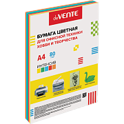 бумага цветная devente, ассорти, 5 цв., интенсив (син, желт, оранж, крас, зелен) 80 г/м², 100 л.