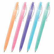 ручка шариковая авт. brauberg "pastel", синяя, корпус ассорти, 0,7 мм, линия письма 0,35 мм, 143456