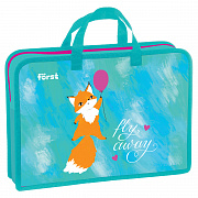 папка с ручками 1 отделение, а4 först "pretty fox", 340*245*75мм, пластик, на молнии