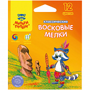 мелки восковые мульти-пульти "енот на острове пасхи", 12цв., круглые, картон, европодвес