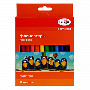 фломастеры 12цв. гамма "мультики",смываемые, к/уп, 120822_12