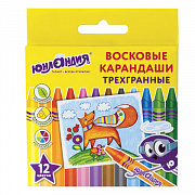 мелки восковые 12цв.юнландия "юнландик и мудрый лис" трехгранные 227289