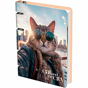 тетрадь на кольцах а5, 100л., meshu "cat and the city", картон, матовая ламинация