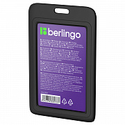 бейдж вертикальный 55*85 berlingo "id 200" черный, без держателя, крышка-слайдер