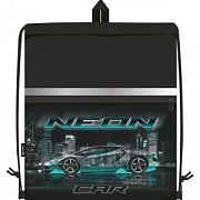 сумка для сменной обуви lamark "neon car", 41x48 см, на шнур, светоот., лента, ручка-петля