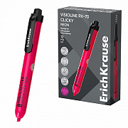 текстовыделитель автоматический erichkrause visioline rv-70 clicky neon, цвет чернил розовый