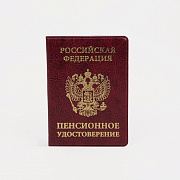 обложка для пенсионного удостоверения, 10,8*0,5*15см, герб, тиснение, xepter, бордовый 2925758